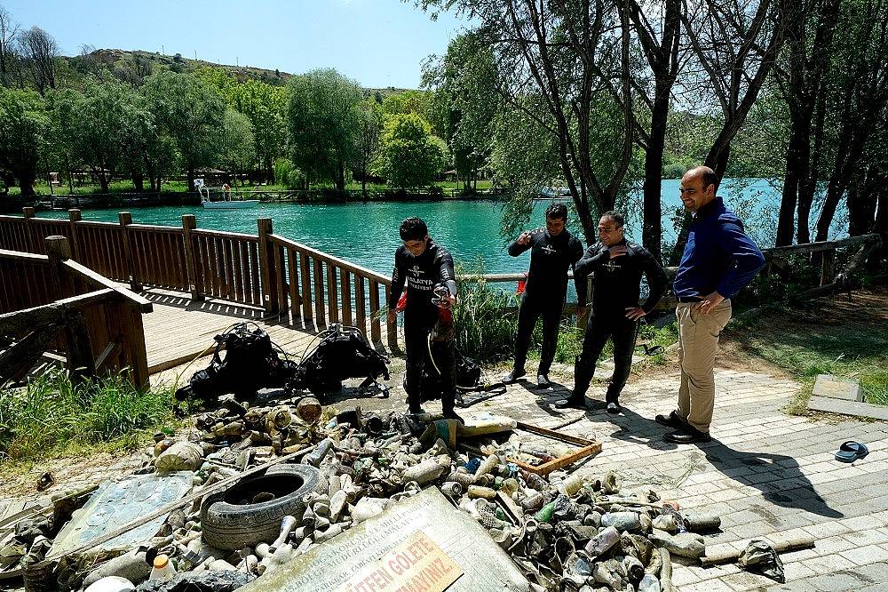 Orduzu Pınarbaşı Göletinde Su Altı Temizlik Çalışması Yapıldı