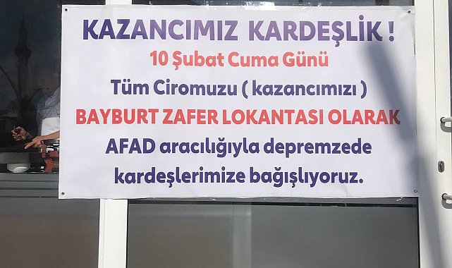 Bayburt esnafı depremzedeler için işyerlerinde çalışıyor günlük kazançları deprem bölgesine bağışlanacak