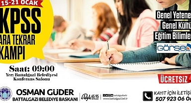 Battalgazi'de KPSS'ye hazırlanan adaylar için kamp düzenlenecek