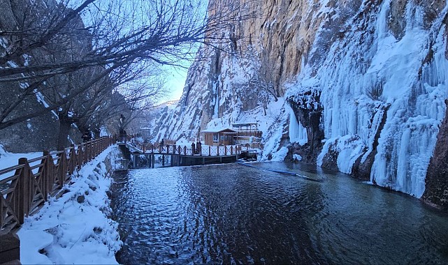 Malatya'da Gürpınar Şelalesi buz tuttu